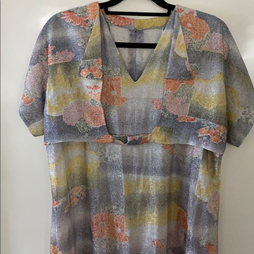 Metallic Multi Pastel Vintage Dress Size Large